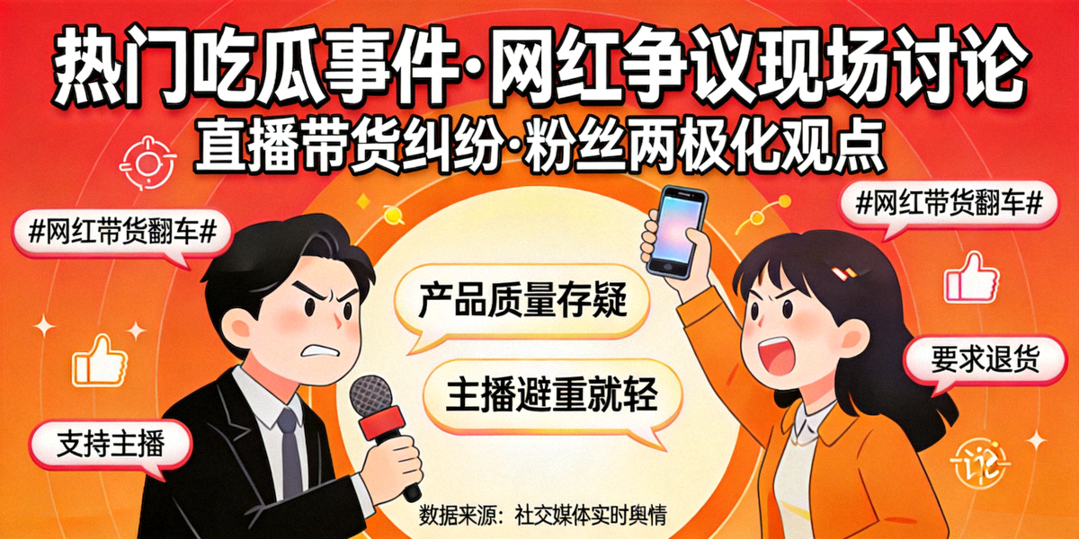 热门吃瓜事件焦点图 - 网红争议现场讨论